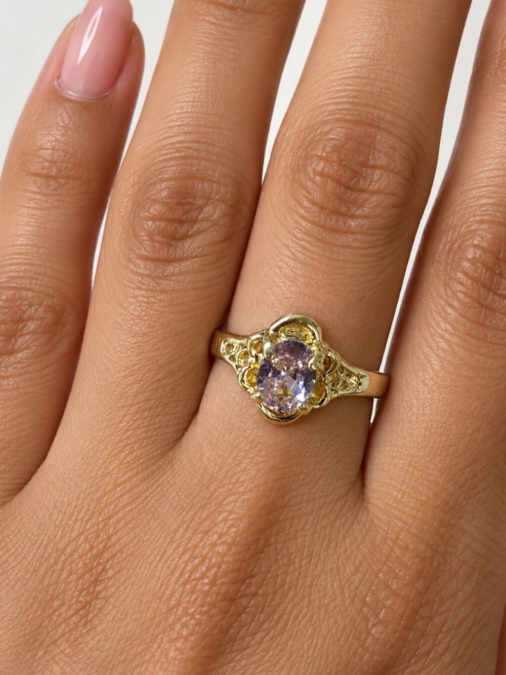 Vintage Pink Cocktail Ring Size 7.5